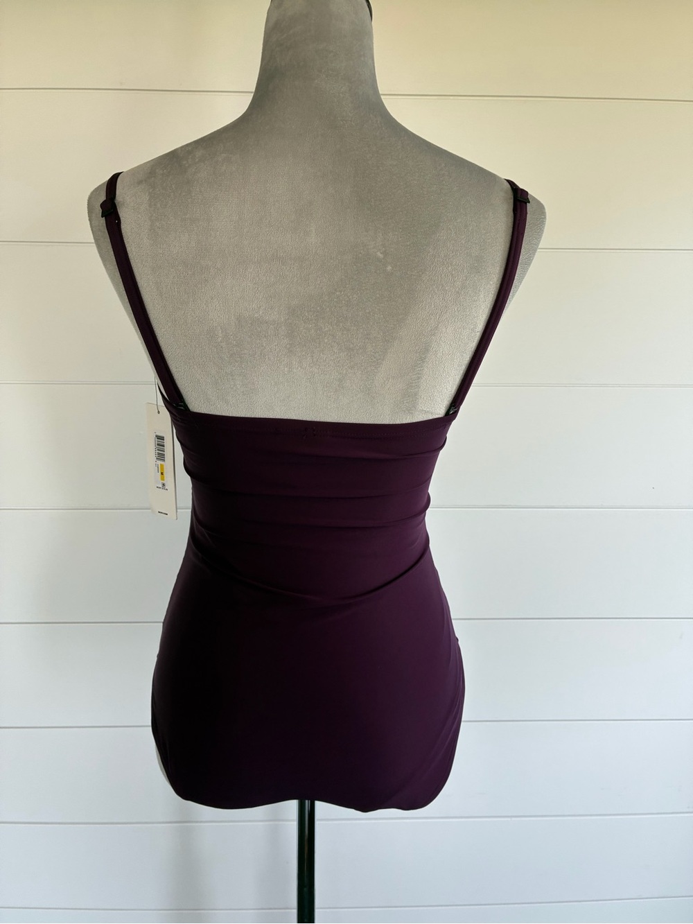 DKNY Deep Plum Ruched One-Piece Swimsuit Sz Medium NWT/0226 - Picture 5 of 12